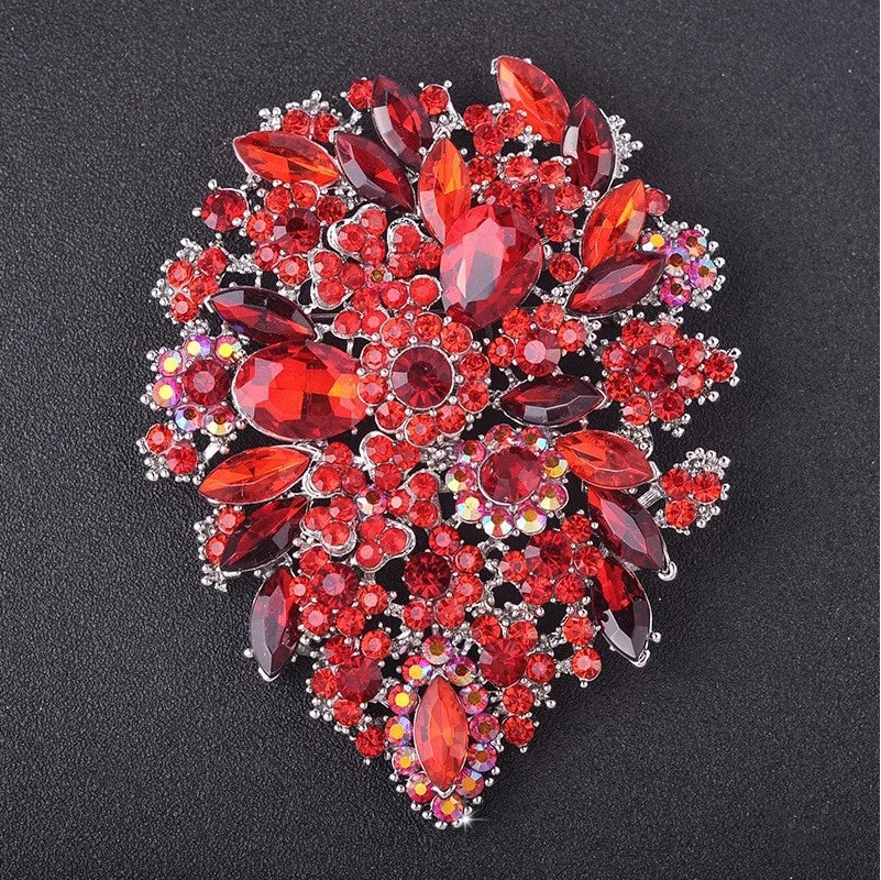 SKEDS Exaggerated Luxury Full Crystal Waterdrop Flower Brooch Pin For Women Men Shining Boutique Decoration Party Wedding Badges