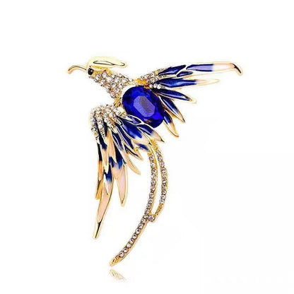Luxury Crystal Phoenix Bird Brooches For Women Men Unisex Colorful Yellow Enamel Pins Chinese Birds Party Office Jewelry Gifts