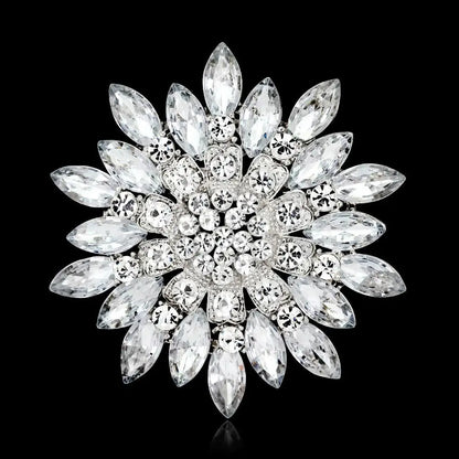 New retro men and women's fashion versatile brooches shiny crystal big flowers rhinestone pin accessories jewelry gifts