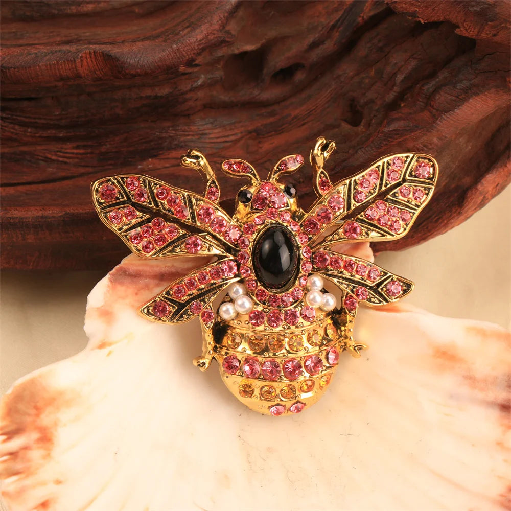 Baroque Luxury Beautiful Bee Insect Design Brooch for Men and Women, Jewelry Accessories, Wedding Holiday Party Gift
