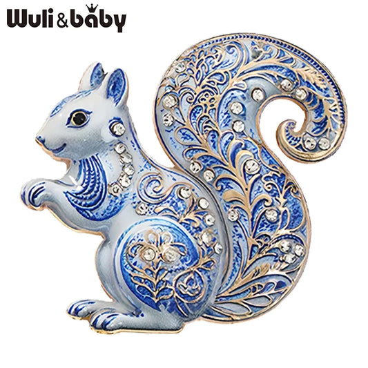 Wuli&baby Cute Squirrel Animal Brooches For Women Unisex 2-color Naughty Animal Party Casual Brooch Pin Gifts