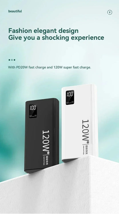 Lenovo 50000mAh 120w Super Fast Charging External Battery Ultra Capacity PowerBank Portable LED Digital Display For IPhone