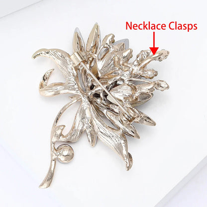 Beaut&Berry Luxury Crystal Glass Hand Bouquet Brooches for Women Unisex Flower Pins Available Casual Party Accessories Gifts