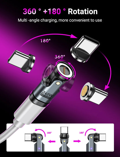 AUFU 9pin Magnetic OTG Adapter Type C Female to Type C IOS Micro Male Converter PD 240W Fast Charging Adapter For iPhone Laptop