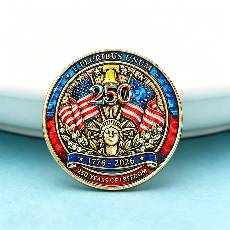 Wuli&baby American Coin Badge Brooches Vintage USA 250 Independence Day Party Office Brooch Pin Fashion Gifts