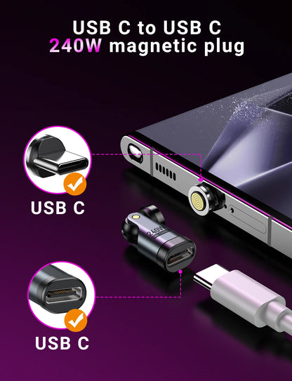 AUFU 9pin Magnetic OTG Adapter Type C Female to Type C IOS Micro Male Converter PD 240W Fast Charging Adapter For iPhone Laptop