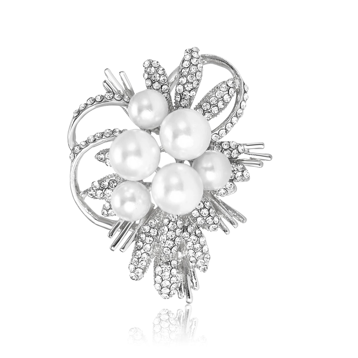 Beaut&Berry Trendy Luxury Pearl Bouquet Brooches for Women Unisex Plant Pins Friends Party Gifts Banquet Jewellery Accessories