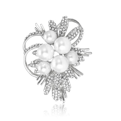 Beaut&Berry Trendy Luxury Pearl Bouquet Brooches for Women Unisex Plant Pins Friends Party Gifts Banquet Jewellery Accessories
