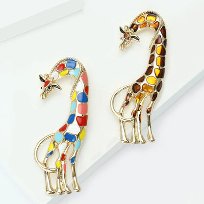 Beaut&Berry Luxury Enamel Giraffe Brooches for Women Unisex Animal Pins Casual Party Jewelry Accessories Gifts Decoration