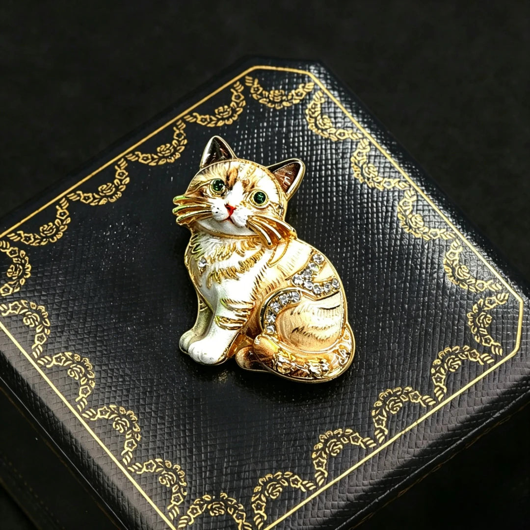 Baroque Luxury Cartoon Cat Animal Design Brooches for Men and Women, Jewelry, Fashion Accessories, Wedding, Holiday, Party Gifts