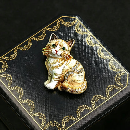 Baroque Luxury Cartoon Cat Animal Design Brooches for Men and Women, Jewelry, Fashion Accessories, Wedding, Holiday, Party Gifts