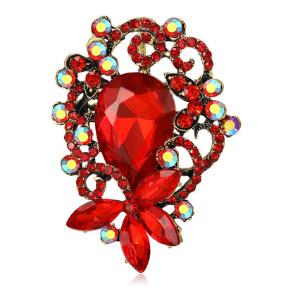 Beaut&Berry Luxury Crystal Glass Flower Brooches for Women Unisex Rhinestone Pins Casual Party Jewelry Accessories Gifts