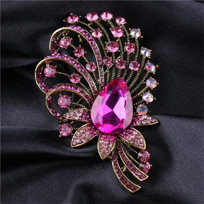 Gorgeous Full Cyrstal Luxury Flower Badges Brooch For Women Girls Heavy Industry Suit Party Pin Lady Banquet Jewelry Accessry