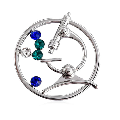 Microscope Crystal Brooch Chemical Medical Equipment Pin Jacket Lapel Lanyard Badge Gift Jewelry Accessories for Man Woman Stude