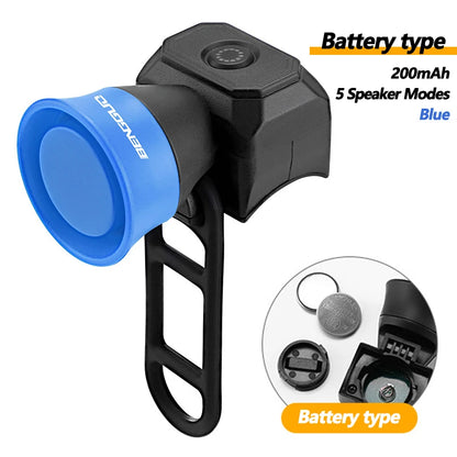 5 Modes Bicycle Horn Mountain Bike Mini Battery Waterproof Electronic Bike Bell Riding Equipment Children's Scooter Accessories