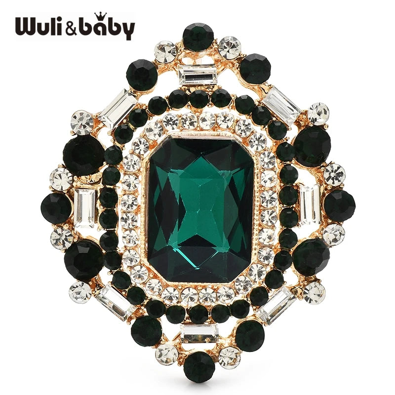 Wuli&baby Crystal Royal Style Geometric Brooches For Women Unisex 4-color Elegant Party Office Brooch Pins Gifts