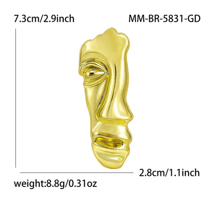 Beaut&Berry Trendy Glossy Half-Face Brooches for Women Unisex Figure Pins Casual Party Jewelry Accessories Gifts Decoration