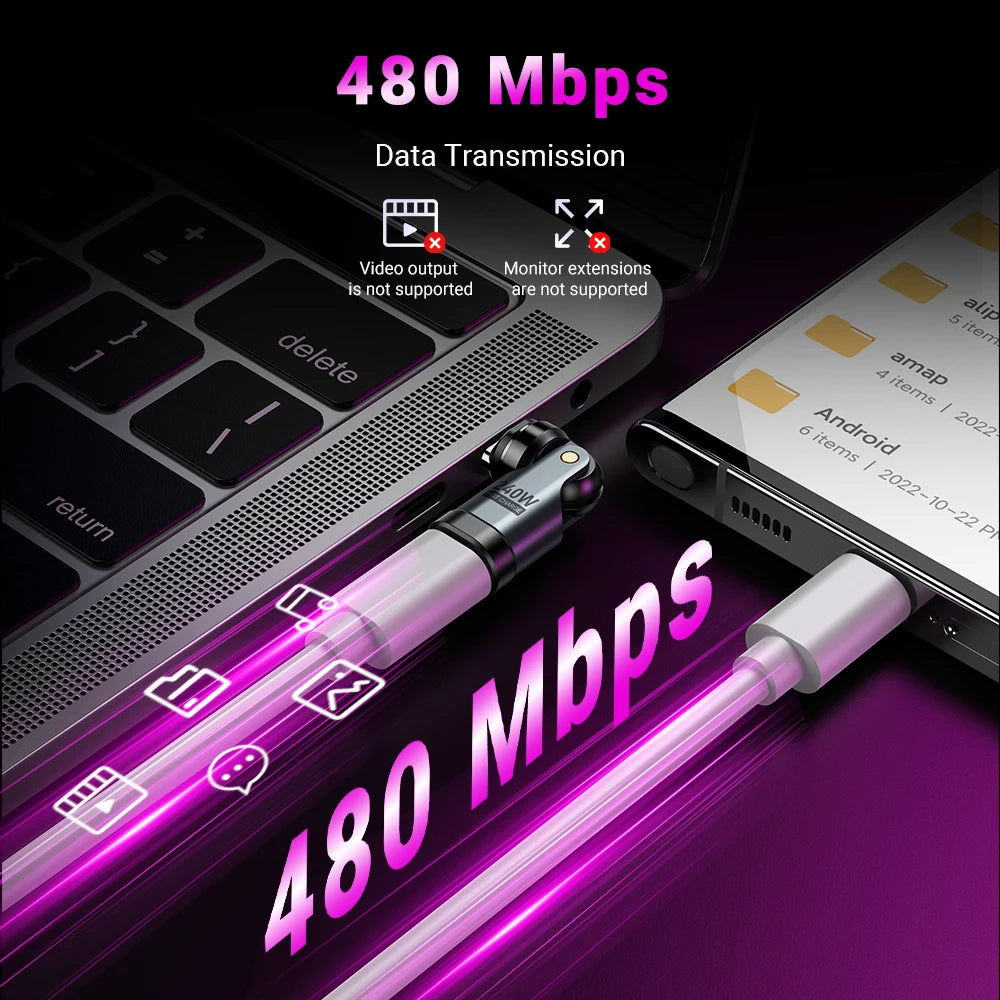 AUFU 9pin Magnetic OTG Adapter Type C Female to Type C IOS Micro Male Converter PD 240W Fast Charging Adapter For iPhone Laptop