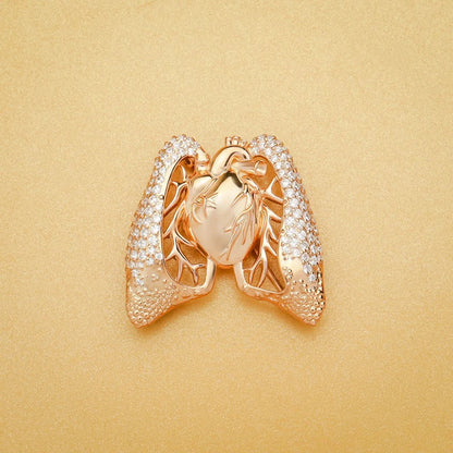 Hanreshe Anatomy Heart Lung Pin Luxury Charm with Crystal Medical Lapel Badge Brooch Jewelry for Doctor Nurse Medicine Student