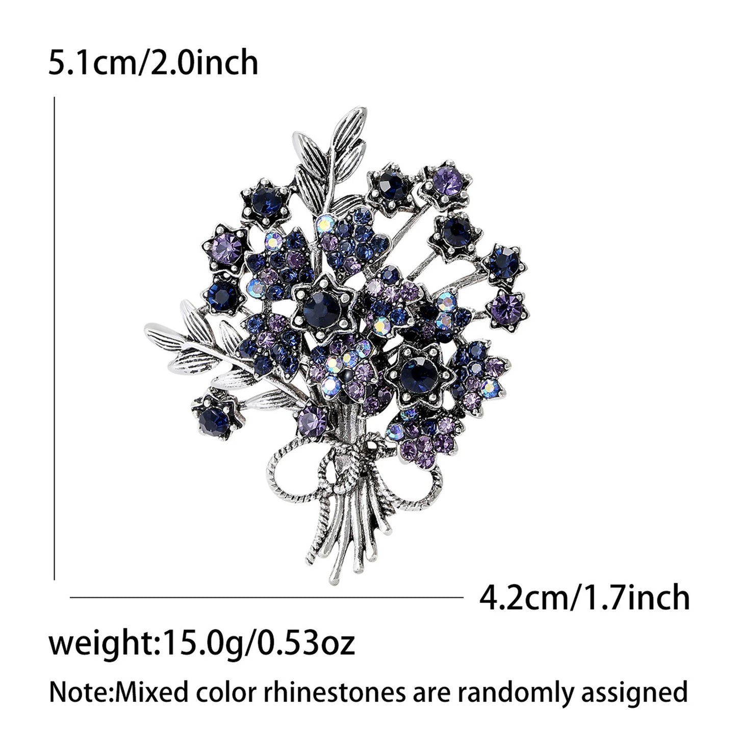 Beaut&Berry Luxury Rhinestone Flower Bouquet Brooches for Women Plant Pins Friends Party Gifts Banquet Jewellery Accessories