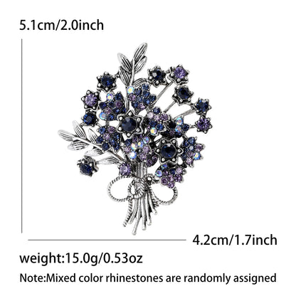 Beaut&Berry Luxury Rhinestone Flower Bouquet Brooches for Women Plant Pins Friends Party Gifts Banquet Jewellery Accessories