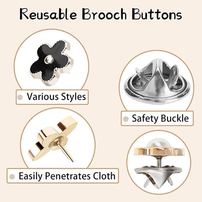 10pcs/Fashion Brooch SetPrevent Accidental Exposure Buttons Brooch Badge Cufflinks Button Detachable Buttons Sewing Accessories