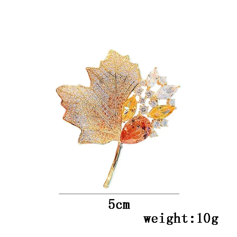 1pc Chic Maple Leaf Brooch with Shiny Rhinestones, Coconut Tree Plant Pin Jewelry Accessories - Great for Personal or Gift Use