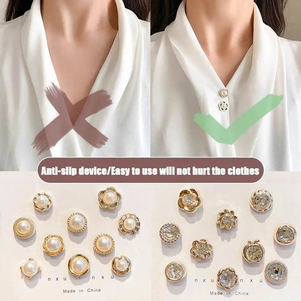 10pcs Collar Needle Buckle Fixed Pin 2025 Trendy Jewelry Gift For Women Brooch Fashion No Punching Magnetic Buckles For Shirts