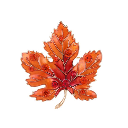 Exquisite Crystal Enamel Maple Leaf Brooch Pin for Women Plant Corsage Badge Wedding Jewelry Gifts