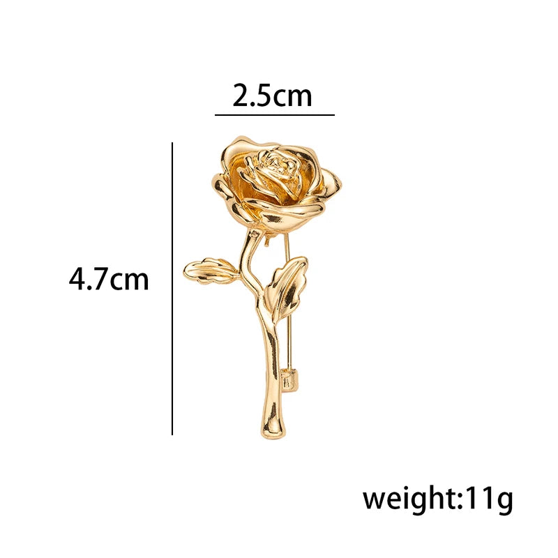 Luxury High-End Gold-Tone Rose Flower Brooch Pin For Women & Men - Elegant Suit Coat Badge Fashion Jewelry Lapel Accessory^