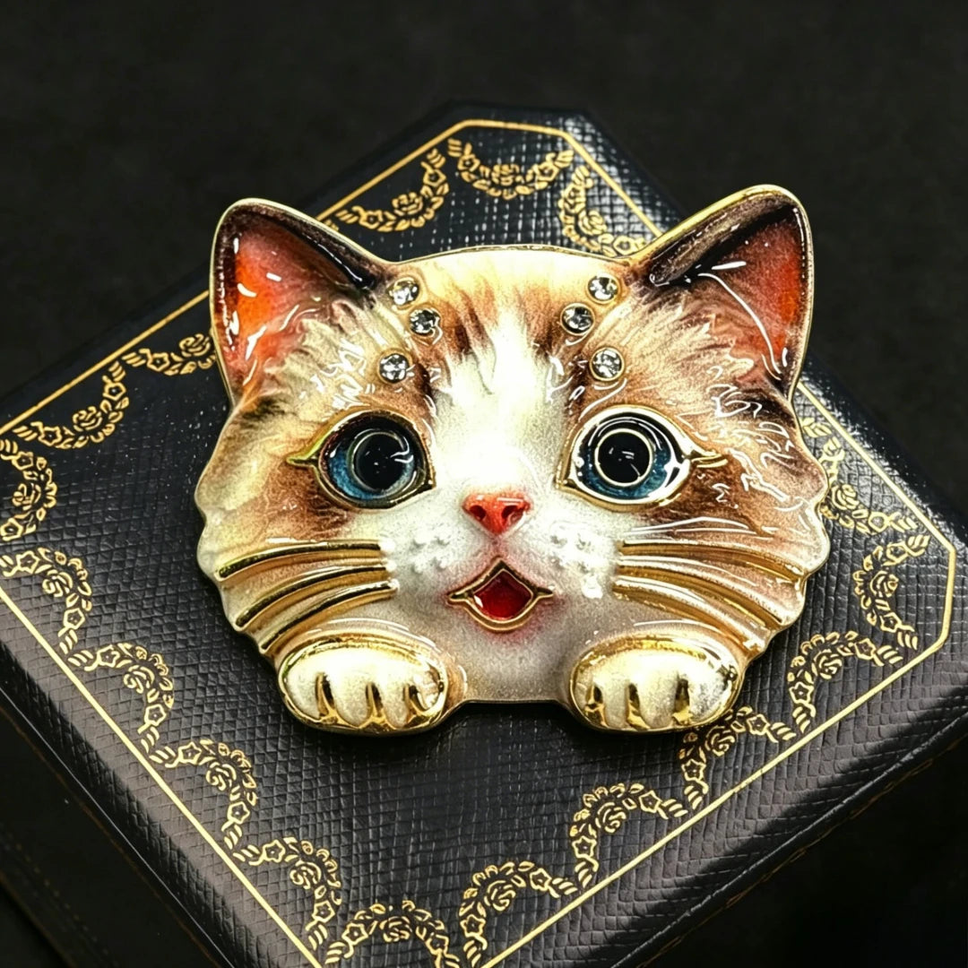Baroque Luxury Cartoon Cat Animal Design Brooches for Men and Women, Jewelry, Fashion Accessories, Wedding, Holiday, Party Gifts