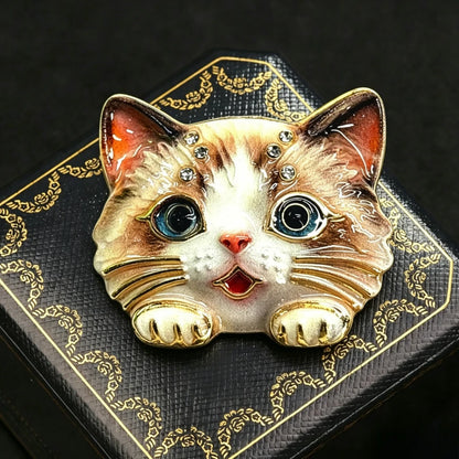 Baroque Luxury Cartoon Cat Animal Design Brooches for Men and Women, Jewelry, Fashion Accessories, Wedding, Holiday, Party Gifts