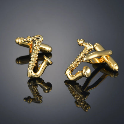 Copper material, plating, entertainment, hobbies, cufflinks, musical notes, chromatics, piano, guitar, French shirt, acce