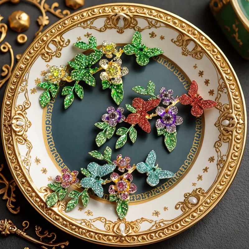 Baroque Luxury Butterfly Flower Design Brooch for Men and Women, Jewelry Accessories, Wedding, Holiday, and Party Gift