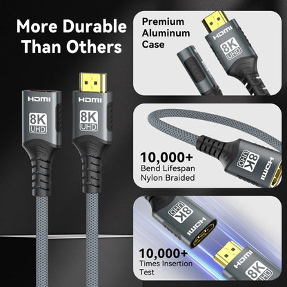 HDMI 2.1 Extension Cable 8K@60Hz HDMI 2.1 Male-Female Bi-Directional 48Gbps 4K@120Hz For HDTV RTX PS5 Xbox HDR Video PC Laptop