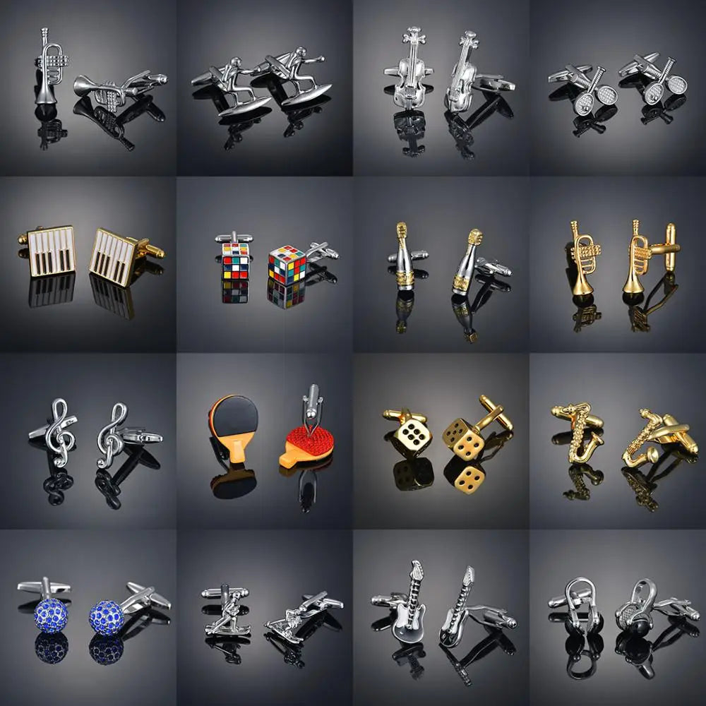 Copper material, plating, entertainment, hobbies, cufflinks, musical notes, chromatics, piano, guitar, French shirt, acce