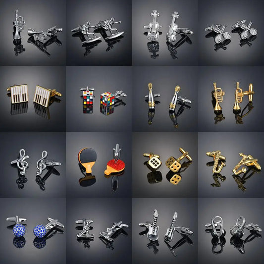 Copper material, plating, entertainment, hobbies, cufflinks, musical notes, chromatics, piano, guitar, French shirt, acce