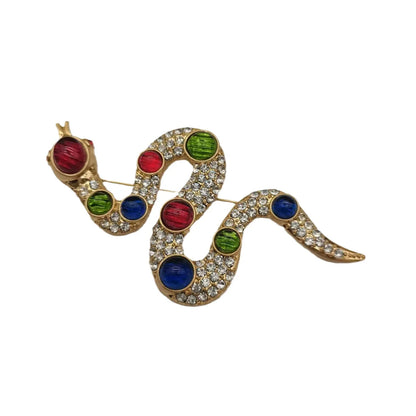 SKEDS Women Men Fashion Exquisite Colorful Rhinestone Snake Brooch Pin Elegant Lady Crystal Shining Animal Badges Corsages
