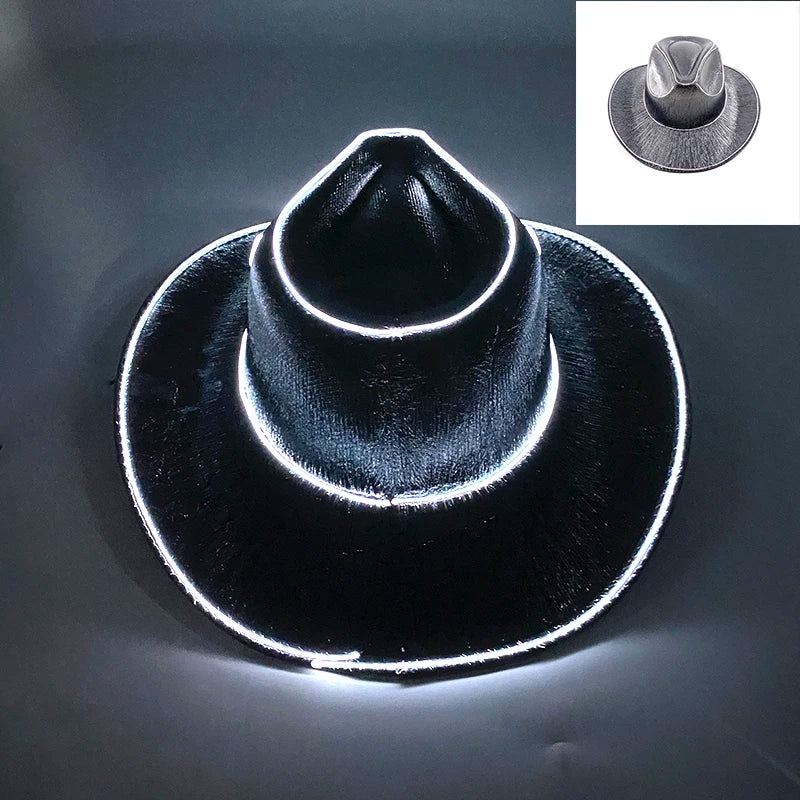 LED Glowing Cowgirl boy Hat Neon Luminous Bride Hat For Holiday Light Up Supplies Fluorescent Party Props Bachelorette Party Hat