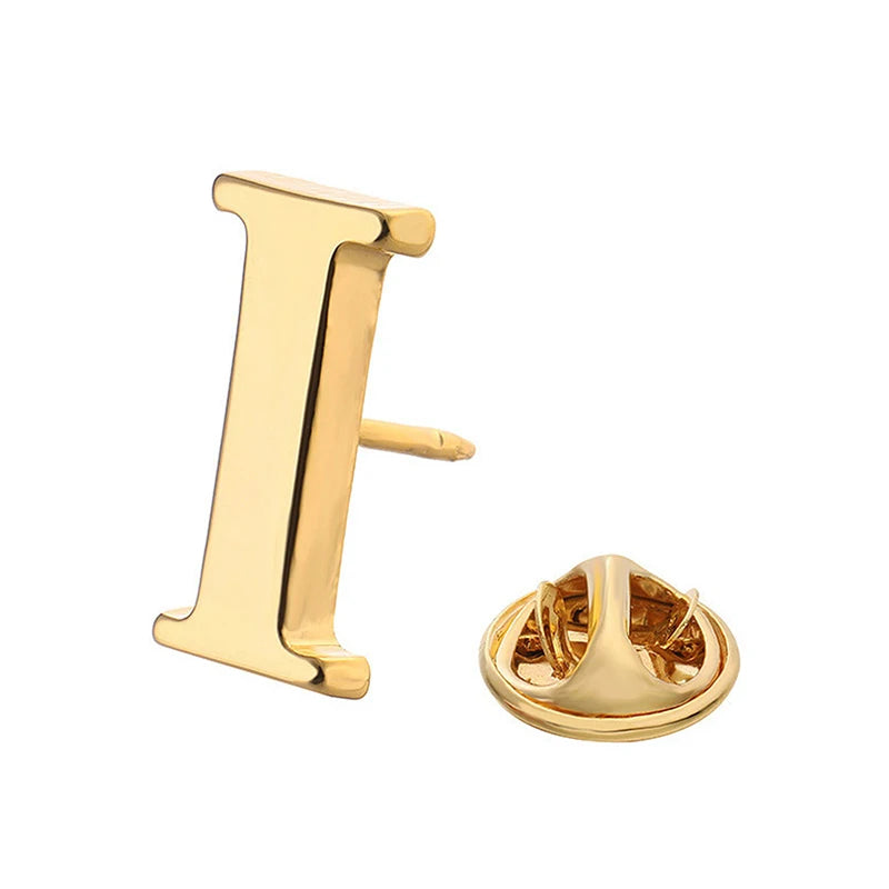 High Quality Classic Style Gold Letter A-Z Metal Brooch Women Men's Lapel Pin Women's Hat Scarf Backpack Badge Jewellery