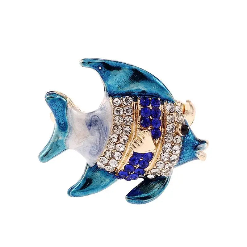 SKEDS Fashion Cute Fish Crystal Enamel Brooch Pin For Women Men Trendy Sea Animal Vintage Brooches Badges Clothes Jewerly Gift