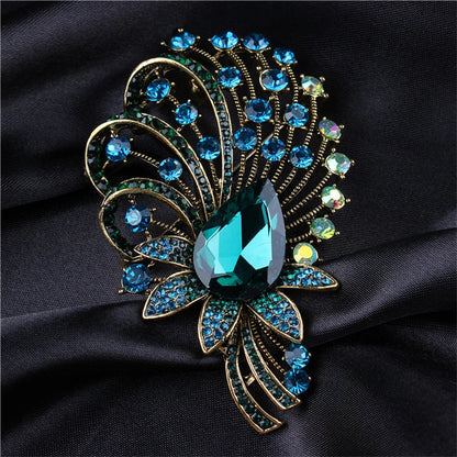 SKEDS Exaggerated Luxury Full Crystal Waterdrop Flower Brooch Pin For Women Men Shining Boutique Decoration Party Wedding Badges