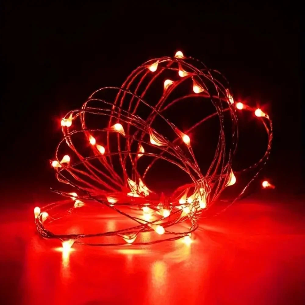 20m 200LED Fairy Light AA Battery Powered, Red Copper Wire Light, Suitable for Bedroom, Christmas, Party Decoration