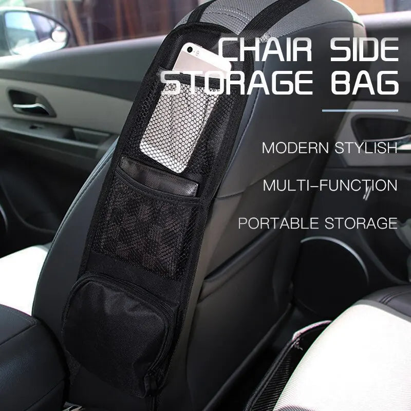 Multifunctional Zipper Storage Bag Car Side Storage Bag with Mesh Pocket for Things Holder Suitable for Cars