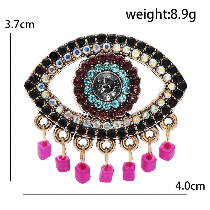 Wuli&baby Beautiful Pendants Eye Brooches Alloy Rhinestone Eyes Brooch For Women's Clothes Backpack Pins Gifts