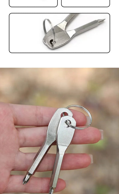 Portable screwdriver, outdoor EDC, portable multifunctional tool, flat screwdriver, cross screwdriver with keyring