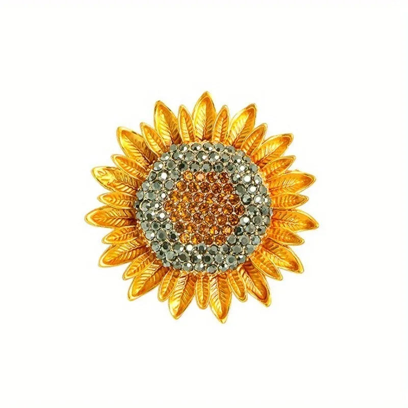 SKEDS Ladies' Exquisite Countryside Chrysanthemum Brooch Elegant Suit Accessory Coat Corsage High-End Luxury Sunflower Pin