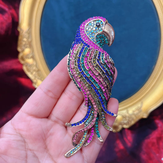 Vintage Luxury Parrot Animal Design Brooch for Men and Women Baroque Jewelry Accessories for Outerwear Wedding Party Gift