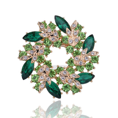 SKEDS High-end Women  Exquisite Crystal Flower Badges Pin Fashion Creative Luxury Rhinestone Shining Brooch Corsages
