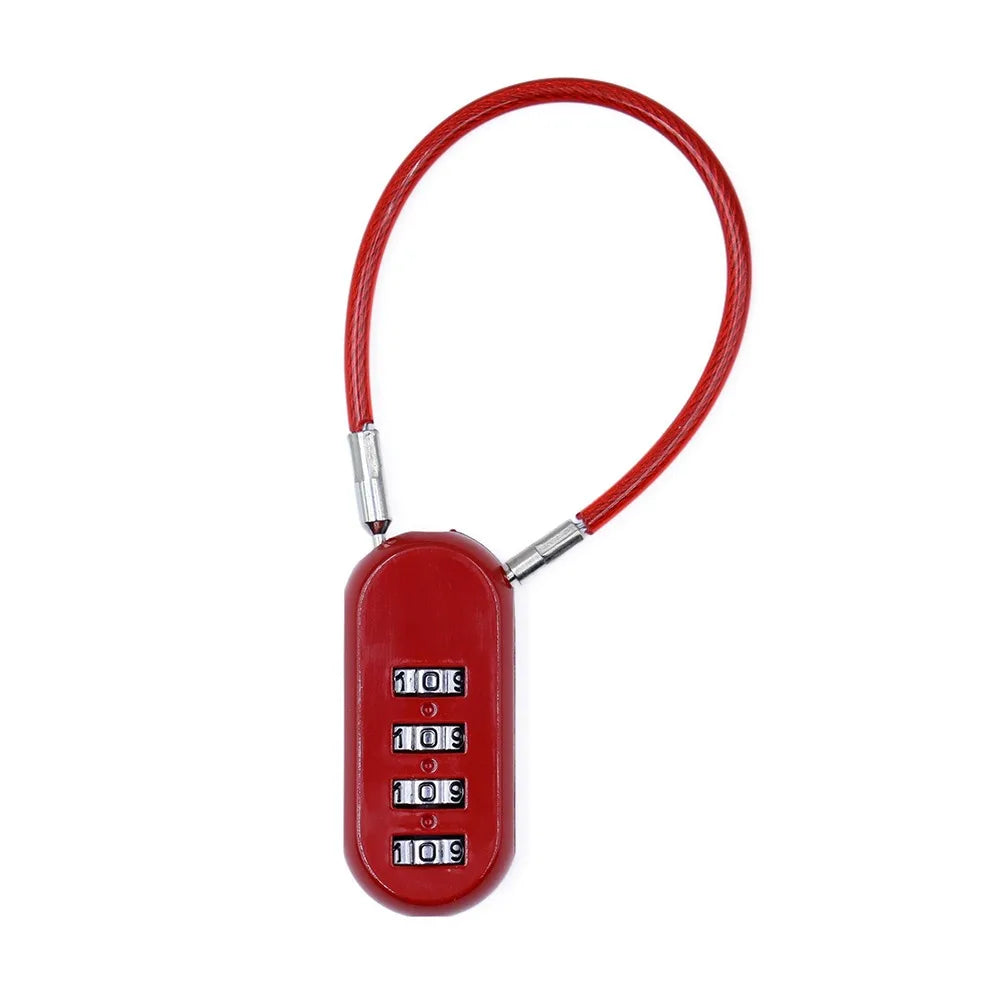 Zinc alloy 4 Digit Password Lock Wire Rope Anti-theft Backpack Zipper Lock Padlock Dormitory Cabinet Lock for Home&Travel